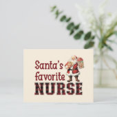 Kerstman's favoriete verpleegster, Kerstmis dank u Feestdagenkaart (Staand voorkant)