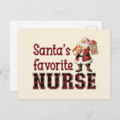 Kerstman's favoriete verpleegster, Kerstmis dank u Feestdagenkaart (Voorkant / Achterkant)