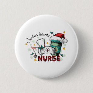 Kerstman's favoriete verpleegster Kerstmis Moeder Ronde Button 5,7 Cm