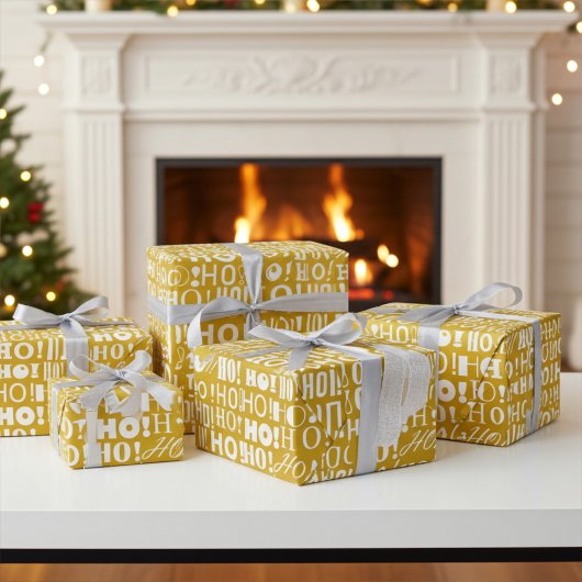 Kerstman's feestelijke HO! HO! HO! Groeten in oud Cadeaupapier