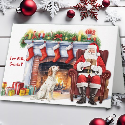 Kerstman's Gift Engels Setter Dog Schattige Kerst Feestdagen Kaart