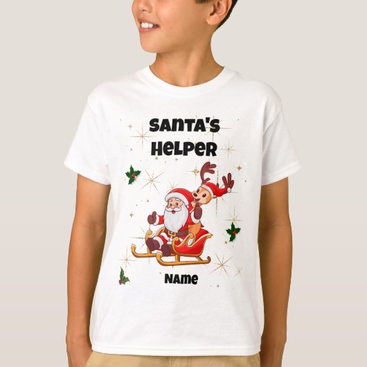 Kerstman's Helper Kerst T-shirt (Voorkant)