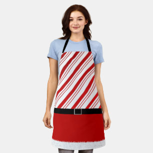 Kerstman's Hulpje Cute Gestreepte Kerstmis Schort