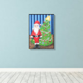 Kerstman's Kerstportret Canvas Afdruk (Insitu (Houten vloer))