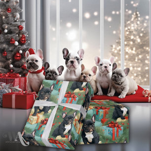 Kerstman's Kleine Frenchies Kerstmis Cadeaupapier