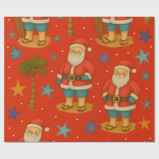 Kerstman's Kustkerstfeest Cadeaupapier (Vlak)