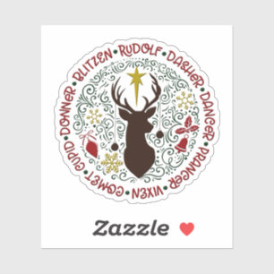 Kerstman's rendieren namen Rudolf Sticker