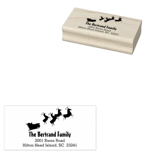 Kerstman's rendieren slee Custom Rubberstempel (Gestempeld)
