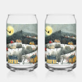 Kerstmans slee Kerst dorp in de winter Blikvorm Glas (Links)