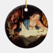kerstmanscène keramisch ornament (Achterkant)