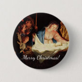 kerstmanscène ronde button 5,7 cm (Voorkant)