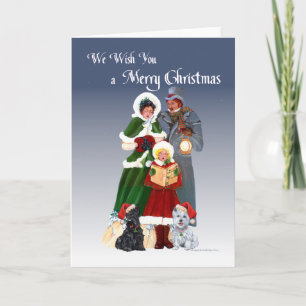 kerstmanschappen met whisky en Scottie Feestdagen Kaart