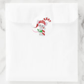 kerstmansnoepriet ronde sticker (Tas)