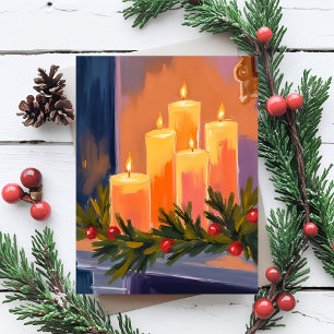 Kerstmantel Kaarsen Guirlande Feestdagenkaart