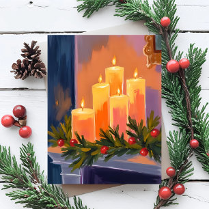 Kerstmantel Kaarsen Slinger Feestdagenkaart