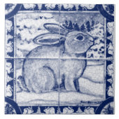 Kerstmarinier Blue White Snow Bunny Dedham Delft Tegeltje (Voorkant)