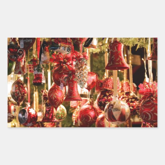 Kerstmarkt hangballen Neurenberg Rechthoekige Sticker (Voorkant)