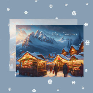 Kerstmarkt in de bergen - op maat feestdagenkaart
