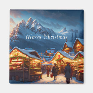 Kerstmarkt in de bergen - op maat magneet