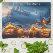 Kerstmarkt in de bergen - op maat theedoek (Gevouwen)