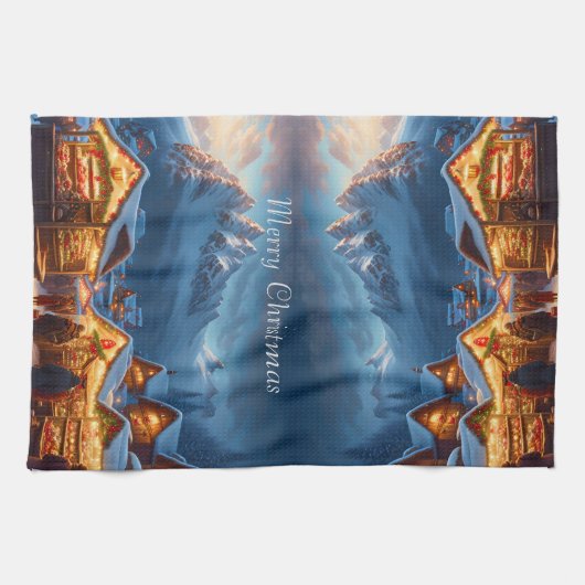 Kerstmarkt in de bergen - op maat theedoek (Horizontaal)