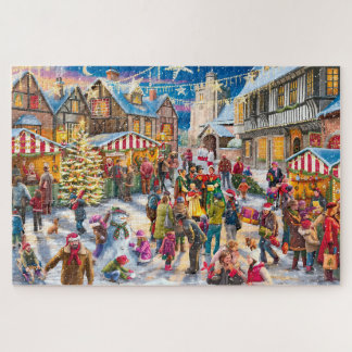 Kerstmarkt op het plein legpuzzel