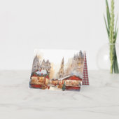 Kerstmarkt Rode Opgevouwen Dankkaart Bedankkaart (Achterkant)