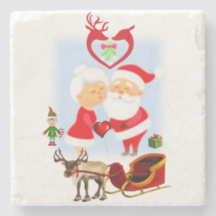 Kerstmarmer stenen onderzetter, Sinterklaas Onderzetter