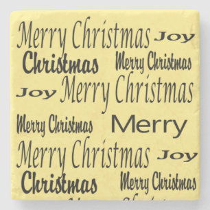 Kerstmarmer Stone Onderzetter, Joy Stenen Onderzetter