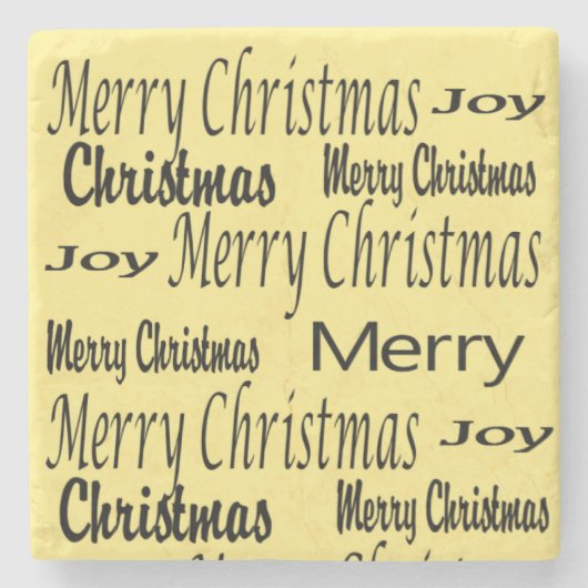 Kerstmarmer Stone Onderzetter, Joy Stenen Onderzetter (Voorkant)