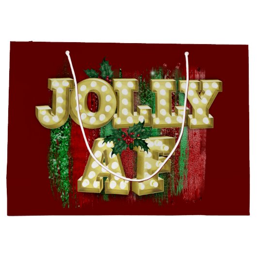 Kerstmarquee Lights Funny Jolly AF Holly Groot Cadeauzakje (Achterkant)