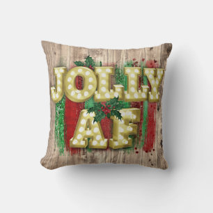 Kerstmarquee Lights Funny Jolly AF Holly Kussen