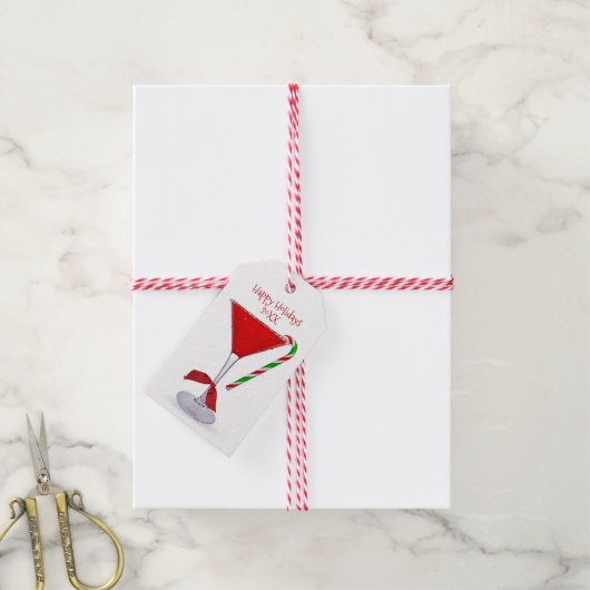 KerstMartini Glass met Bow Cadeaulabel (Met Touw)