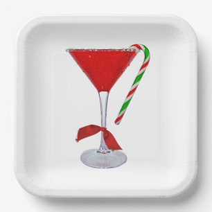 KerstMartini Glass met Bow Papieren Bordje