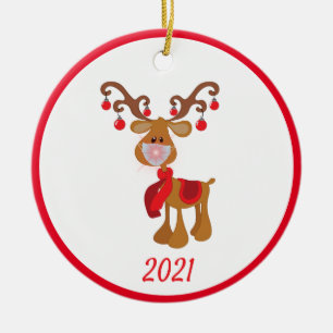 Kerstmasker Rudolph het rendier 2021 Keramisch Ornament