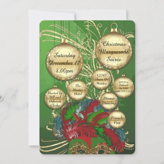 Kerstmaskerade Soiree Kaart (Voorkant)