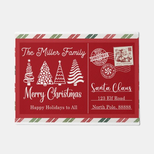 Kerstmat 'Santa Stop Here' – Grappig Kerstdecorati Deurmat (Voorkant)