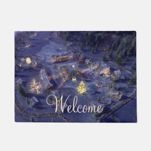 Kerstmat voor bergdorp deurmat (Voorkant)