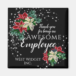 kerstmedewerker Appreciation Floral Black Magneet