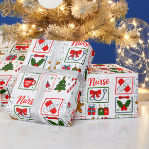 Kerstmedisch met Stethoscoop Kerstverpleegster Cadeaupapier