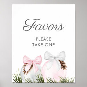 Kerstmeisje Baby shower Favors Sign Poster
