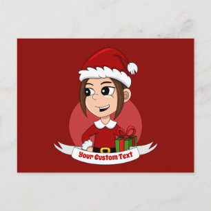 kerstmeisje cartoon briefkaart