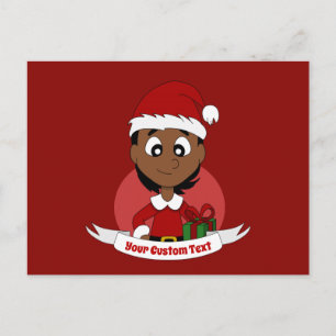 Kerstmeisje cartoon briefkaart