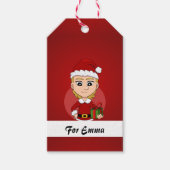 kerstmeisje cartoon cadeau labels cadeaulabel (Voorkant)