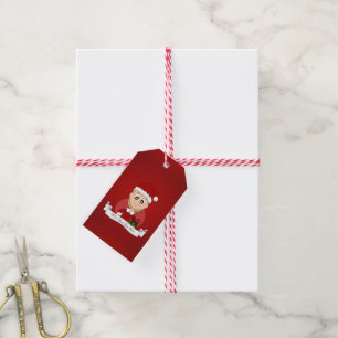 Kerstmeisje cartoon cadeaulabel