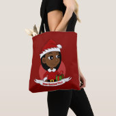 Kerstmeisje cartoon canvas tas (Dichtbij)