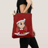 Kerstmeisje cartoon canvas tas (Dichtbij)