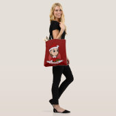 Kerstmeisje cartoon canvas tas (Op model)