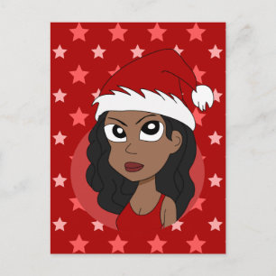 Kerstmeisje cartoon feestdagenkaart