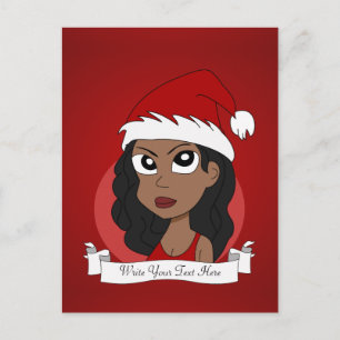 Kerstmeisje cartoon feestdagenkaart